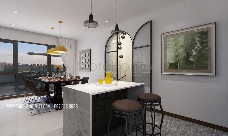 Đá vân mây nhân tạo cho bàn đảo phòng bếp hiện đại, đẹp, sang trọng. Thiết kế phòng bếp, tủ bếp đẹp