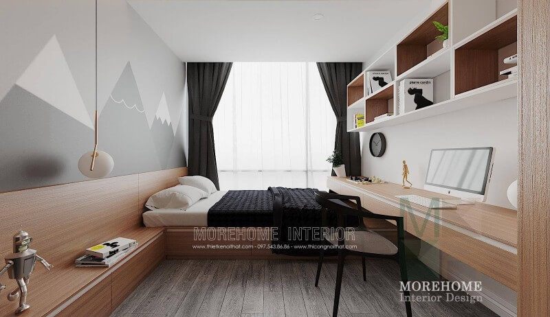 Mẫu kệ tủ hiện đại được thiết kế một cách thông minh, tích hợp của nhiều chức năng như: bàn làm việc, kệ trang trí decor...