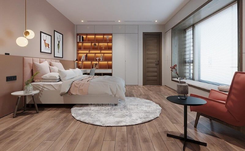 Thiết kế mẫu kệ tủ đa năng cho phòng ngủ giúp tiết kiệm được diện tích của căn phòng tạo không gian vui chơi thoải mái cho bé